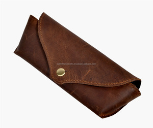 Vente en gros étuis pour lunettes de soleil en cuir véritable marron tendance étuis pour lunettes de soleil avec logo personnalisé boîte à lunettes étuis pliants pour lunettes de soleil - Product Image 6