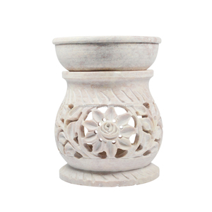 Beautiful White Soapstone Aroma Oil Burner - Product Image 1
