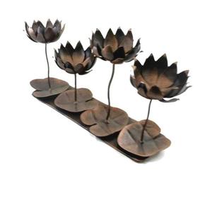 เชิงเทียนดอกบัวทอง ของตกแต่งบ้าน เชิงเทียนงานฝีมือ - Product Image 6