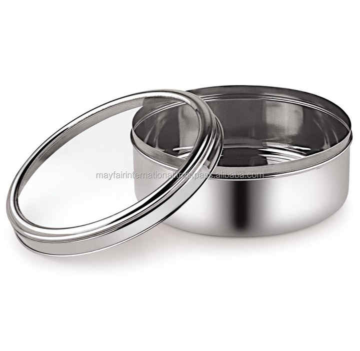 Free Sample Stainless Steel Top See Through Cake Tin Safe Metal Food