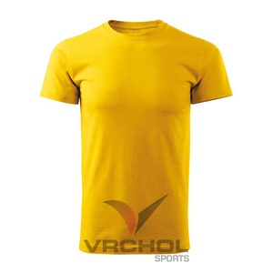 เสื้อยืดคอกลมผ้าฝ้าย100% น้ำหนักเบาสำหรับผู้ชายเสื้อยืดผ้าถักลายสีขาวเหลืองลำลองแขนสั้น - Product Image 1