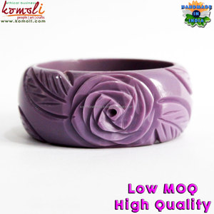 Vintage <b>Inspired</b> Wholesale Flower Carved Bakelite Bangle <b>Bracelet</b> Jewellery - Product Image 3