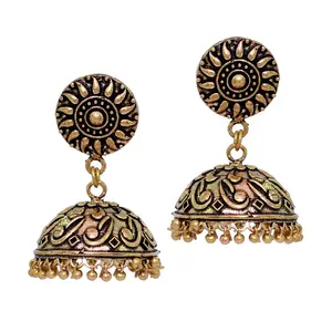 Indian Bollywood Oxidized Gold Plated Jhumka