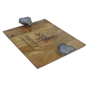 Bandeja de servicio de madera con mango de mármol para hotel y hogar, artículo de vajilla de madera, Bol de ensalada - Product Image 1