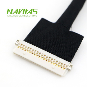 สายเคเบิลจอแสดงผล LVDS แบบกำหนดเอง 20 พิน พร้อมชุดสายไฟแบบถักป้องกัน UL1571 30AWG สำหรับแผง LCD ผลิตโดย OEM - Product Image 1