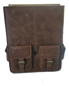 Mochila antirrobo unisex de cuero marrón genuino para portátil, Correa con asa, cierre de botón, patrón de caramelo interno, poliéster para mujer - Product Image 5