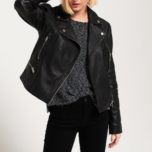 Nouveau Style Haute Qualité Conception Personnalisée Femmes Veste En Cuir Noir Avec Fermeture À Glissière Style - Product Image 4