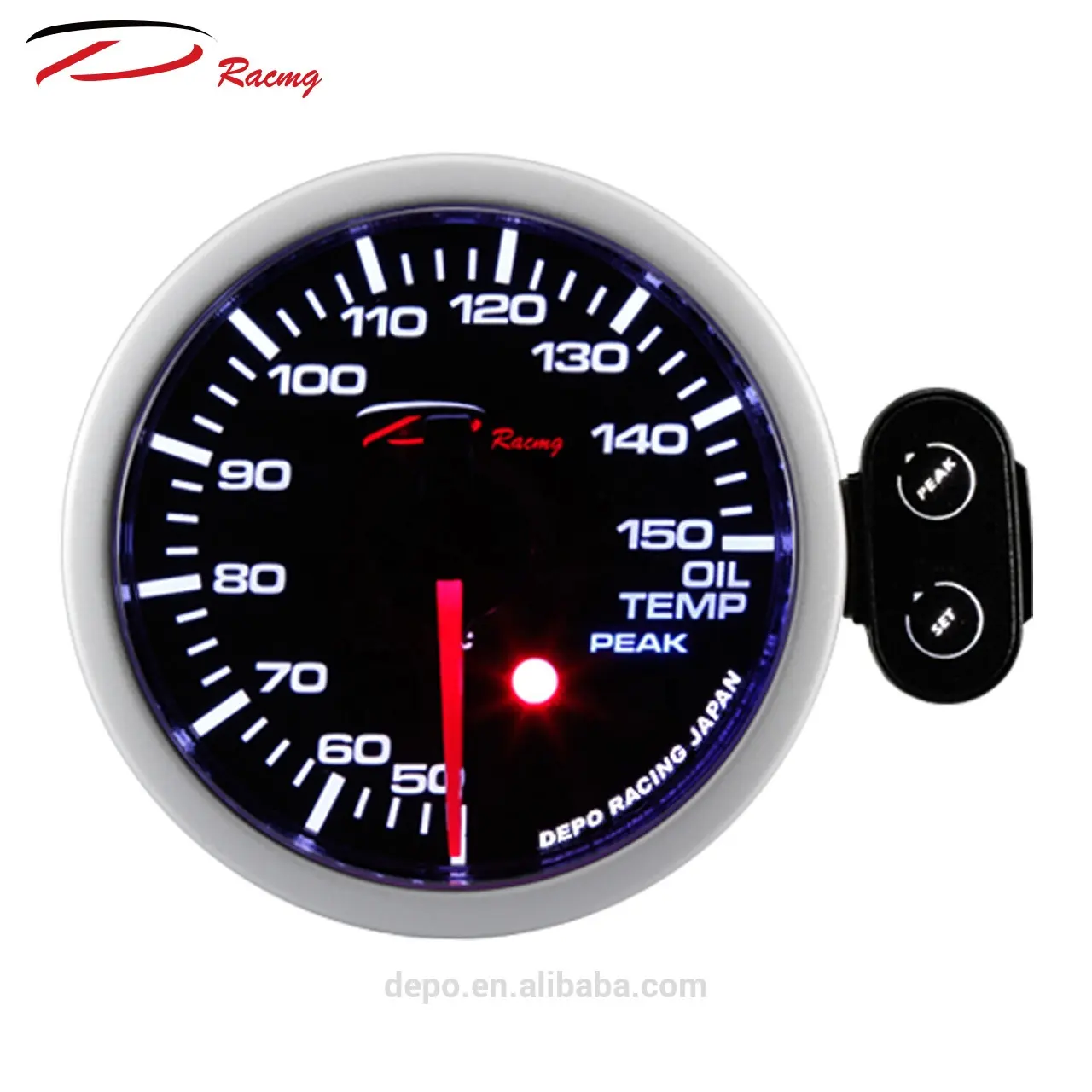 52Mm Dual Kleuren Stappenmotor Racing Olie Temp Auto Gauge Met Peak Waarschuwing Voor Universele Auto