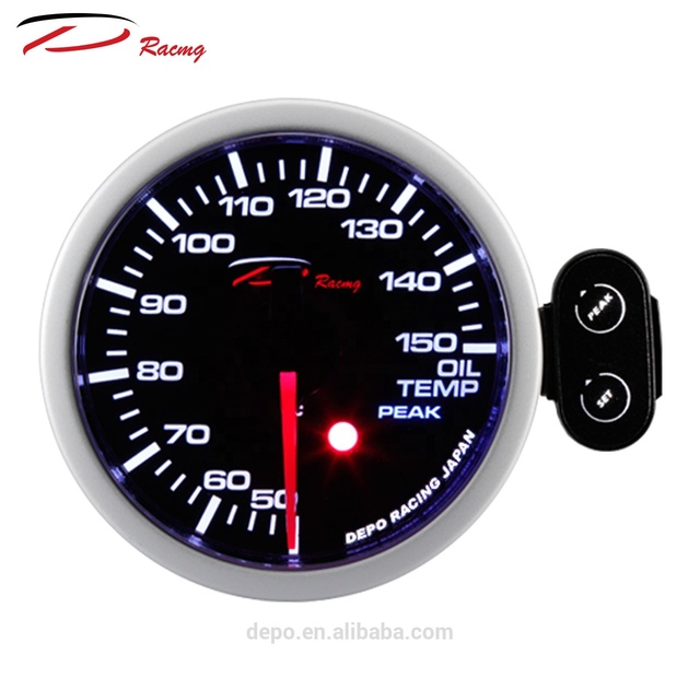52mm Dual Colors Stepper Motor Racing Oil Temp Auto Gauge With Peak Warning for Universal Car