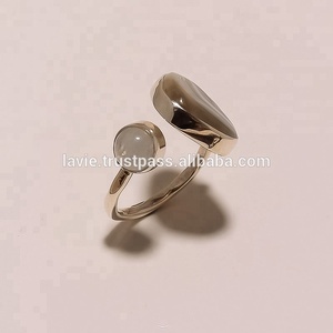 Naturel botswana agate arc-en-ciel pierre de lune anneaux faits à la main bijoux fins en vrac en gros anneaux fabricant - Product Image 2
