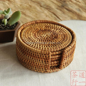 Set of <b>White</b> Rattan <b>Coasters</b> Made From Natural Rattan - Product Image 6