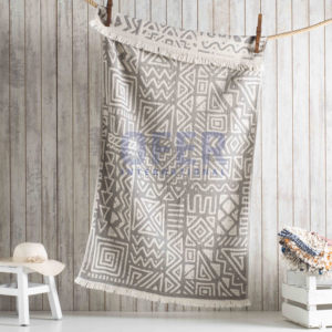 Mélange Géo Noir serviette Turque 100% coton Pique-Nique Plage Couverture, Couverture de Lit, utilisation multiple Jacquard Serviettes Tissées - Product Image 2