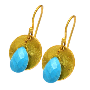 Pendientes colgantes hechos a mano con piedras preciosas turquesa Briolette de pera, joyería de plata de ley 925, pendiente de moda para fiesta de regalo de boda - Product Image 1