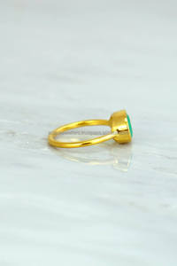 925พลอยคาลซิโดนีสีเขียวน้ำทะเลแหวนชุบทองทำมือรูปเงินสเตอร์ลิง - Product Image 2