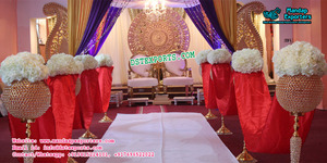 การตกแต่งเวทีการต้อนรับที่สวยงามการตกแต่งเวทีงานแต่งงานของชาวมราฐีเวทีแต่งงานราชสถาน - Product Image 2