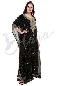 Robe longue en cristal perlée à la main Style dubaï, kaftan de travail avec pierres lourdes - Product Image 4