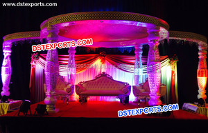 Dernières décorations de mariage indien ensemble de Mandap en cristal coloré magnifique Mandap en cristal de fibre hindoue - Product Image 3