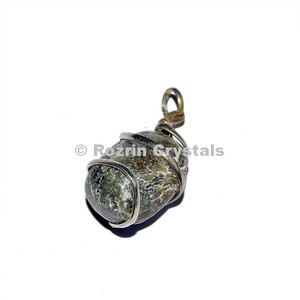 <b>Tree</b> Agate Wrap Three Stone Classic Unisex Tumbled Gemstone Pendant - Product Image 1