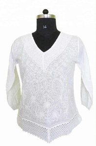 Bordado blanco Kurtis étnico elegante colorido brillante - Product Image 2