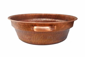 Bol de pédicure en cuivre martelé à tremper les pieds aux finitions antiques Bol à mélanger martelé noir à l'intérieur du cuivre rond en acier inoxydable - Product Image 4