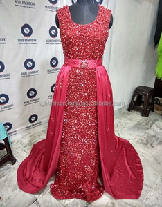 2018 Caftans de créateurs marocains Vêtements et accessoires traditionnels musulmans rouges perlés lourds - Product Image 1