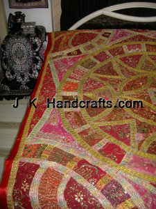 Colchas de retales Sari bordadas a mano India - Product Image 2