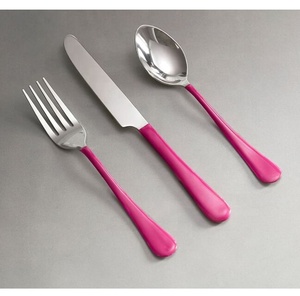 Ensemble de couverts de luxe écologiques en acier inoxydable de 12 pièces avec poignée en émail rose pour la maison, les fêtes d'enfants, les mariages et les restaurants - Product Image 1