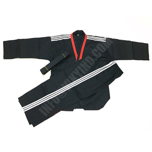 Uniforme de Taekwondo trasero LOGO PERSONALIZADO Dobok Uniforme de Tae Kwon Do de manga larga Entrenadores de Taekwondo profesionales Ropa de rayas negras - Product Image 5