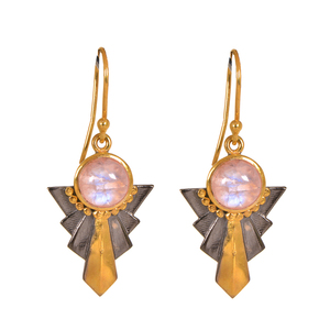 Wholesale round Rainbow Gemstone Drop <b>Earrings</b> 925 Silver Hammer Finish Design Cute Style for Weddings and Parties - Product Image 1