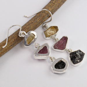 925 Sterling Silver Drop <b>Earrings</b> Multi-Color Natural <b>Tourmaline</b> Gemstones Fashion Long <b>Earrings</b> for Women Party Gift - Product Image 2