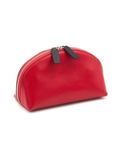 Red Faux Leather Cosmetic Bag with Zipper Closure Fashion-Styled <b>Makeup</b> <b>Case</b> - Product Image 1