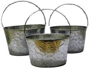 Jardinière de sol contemporaine galvanisée avec plaque GP pour décoration extérieure IHA IHAM011 - Product Image 1