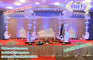 Última ronda de madera tallada boda Mandap exclusivo Bollywood hecho a mano tendencia Mandap matrimonio indio conjunto de Mandaps de madera EE. UU. - Product Image 5