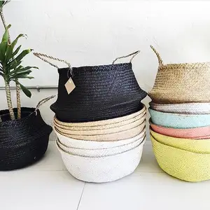 Natural Seagrass Belly Basket vietnam cheap wholesale Fruit Basket Shopping Storage Plastic Basket Print Link Logo Food Color