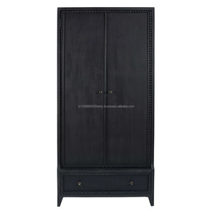 Moderno Vintage de madera maciza muebles de dormitorio armario negro con dos puertas y un cajón para uso doméstico - Product Image 1