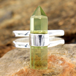 925 Sterling Silver <b>Green</b> <b>Amethyst</b> Pencil <b>Ring</b> Handmade Fine Jewelry Elegant and Stylish <b>Ring</b> - Product Image 2