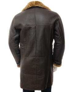 <b>Mens</b> Brown Sheepskin <b>Trench</b> <b>Coat</b> / Longer Length Sheepskin <b>Trench</b> <b>Coat</b> - Product Image 2