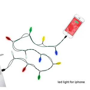 Tira de luces LED de varios colores, cable de carga para teléfono móvil