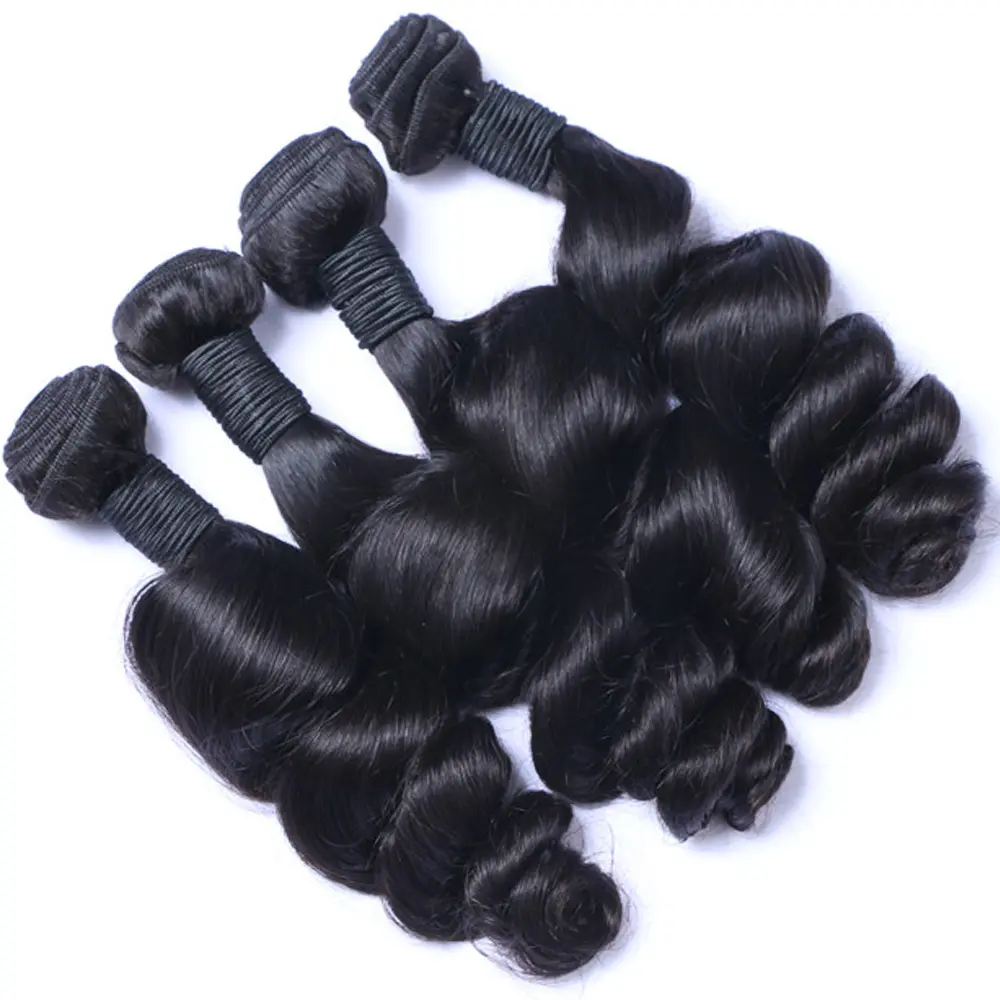 100% Virgin Human Hair Extension, Double Weft Loose Wave Remy Hair Extension Human Hair