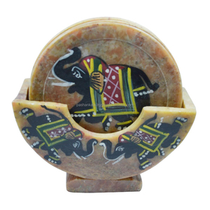 Decorative Soapstone Painting <b>Coaster</b> <b>Set</b> - Product Image 1