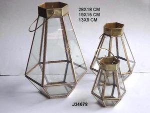 Brass and Glass Geometric Designs <b>Lantern</b> With Antique Brass Finish Home Decor Christmas Home Decoration - Product Image 6