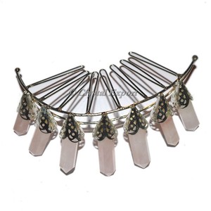 Rose Quartz 7 Pencil Silver Crown - Product Image 1