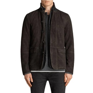 Qualité exceptionnelle personnalisée col en v Blazer sport veste en cuir grande taille pour adultes coupe-vent fermeture éclair mouche costumes d'affaires - Product Image 1