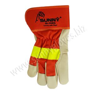 Application industrielle antidérapante en cuir de grain de vache de gants de travail en cuir durables de sécurité pour l'entreposage et la construction - Product Image 3