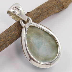 El más vendido hecho a mano Natural LARIMAR pera cabujón piedra preciosa 925 plata esterlina encantador colgante regalo joyería para ella - Product Image 2