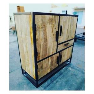 Armoire de rangement en bois massif de style européen moderne industriel avec finition laquée pour le salon, meuble de salon, unité à un tiroir - Product Image 5