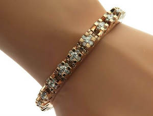 100% Diamantes naturales Canal Tensión Diamante Pulsera 14K Oro Rosa Tenis Diamantes Pulsera - Product Image 5