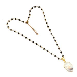 สร้อยคอประดับลูกปัดลาบราดอไรต์สีทองของขวัญสำหรับงานแต่งงาน - Product Image 2