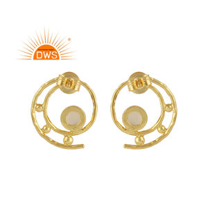 Boucles d'oreilles clous en opale d'Éthiopie naturelle, design spirale rond, plaqué or, en argent, vente en gros - Product Image 3