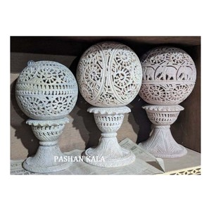 Importateur et exportateur indien pur pierre de savon naturelle sculpture lampe à bougie chauffe-plat pour festival à des fins décoratives à bas prix - Product Image 1